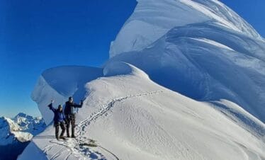 Chopicalqui mountaineering climb route in the Cordillera Blanca