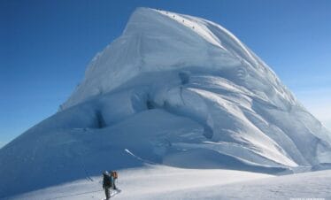 Glacier ascent during the Chopicalqui mountaineering climb