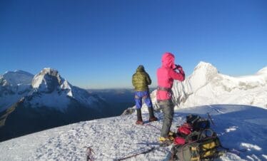 Panoramic view from Nevado Pisco summit Cordillera Blanca