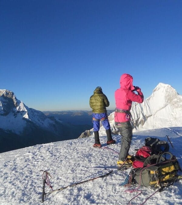 Panoramic view from Nevado Pisco summit Cordillera Blanca
