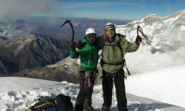 Summit view from Chopicalqui overlooking Huascaran