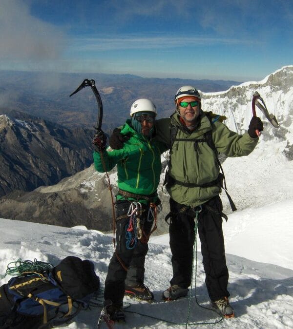 Summit view from Chopicalqui overlooking Huascaran