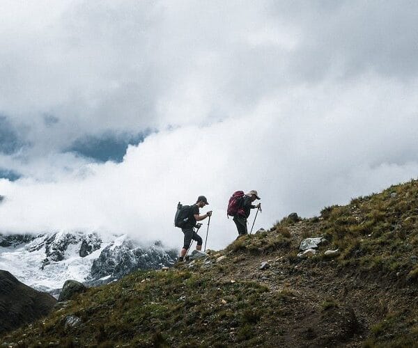 Trekkers on the Alpamayo route in Peru's Cordillera Blanca