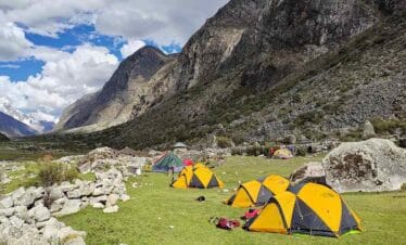 Small group hiking Santa Cruz Trekking Tours Peru with certified local mountain guide