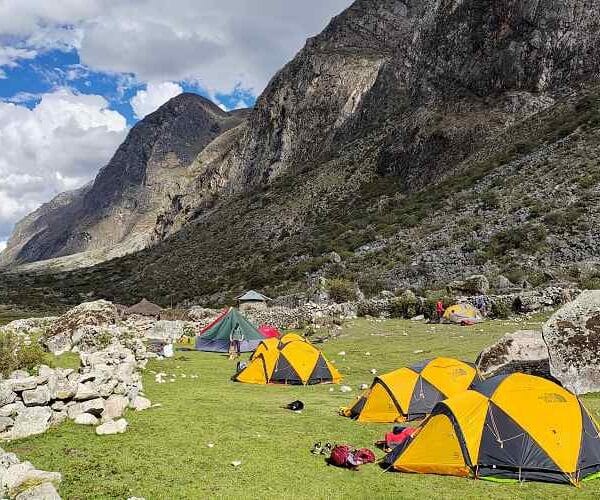 Small group hiking Santa Cruz Trekking Tours Peru with certified local mountain guide