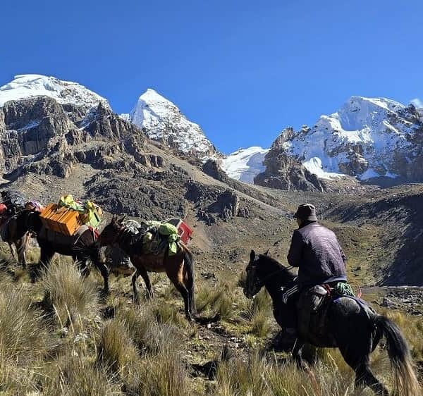 Andean village encounter along the Short Huayhuash Trek