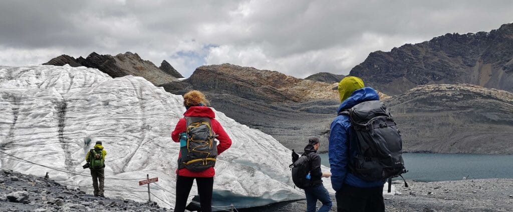Visitors walking near Pastoruri Glacier Cordillera Blanca