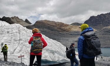 Visitors walking near Pastoruri Glacier Cordillera Blanca