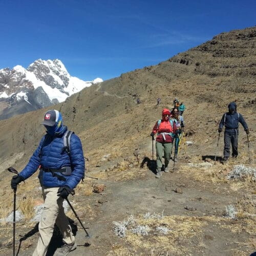 San Antonio Pass views above Cutatambo on the Huayhuash Circuit