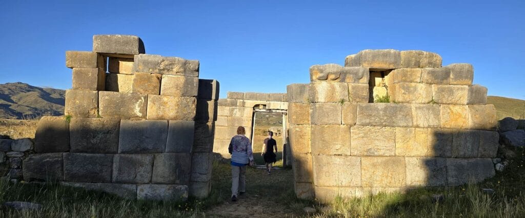 tourists visiting archaeological site of huanuco pampa