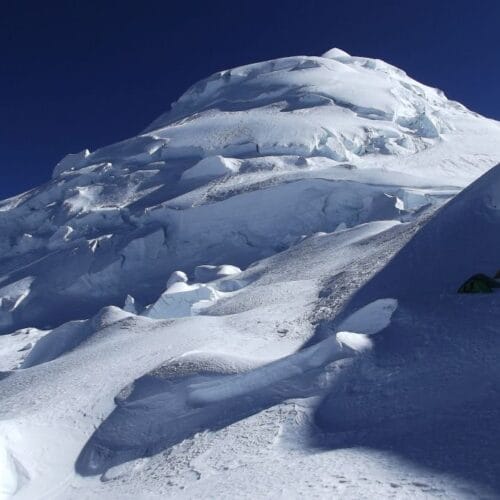 Mountaineers during a Huascaran Climbing Expedition at Camp I in the Cordillera Blanca