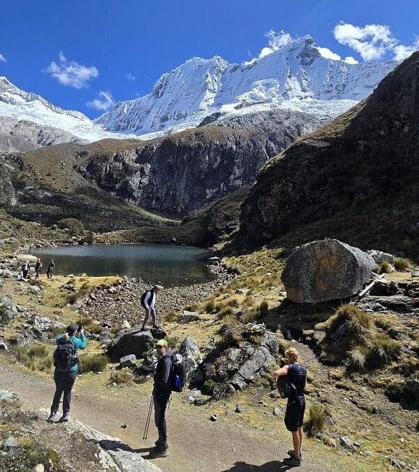 High altitude hiking trail to Laguna 69 in Huascarán National Park