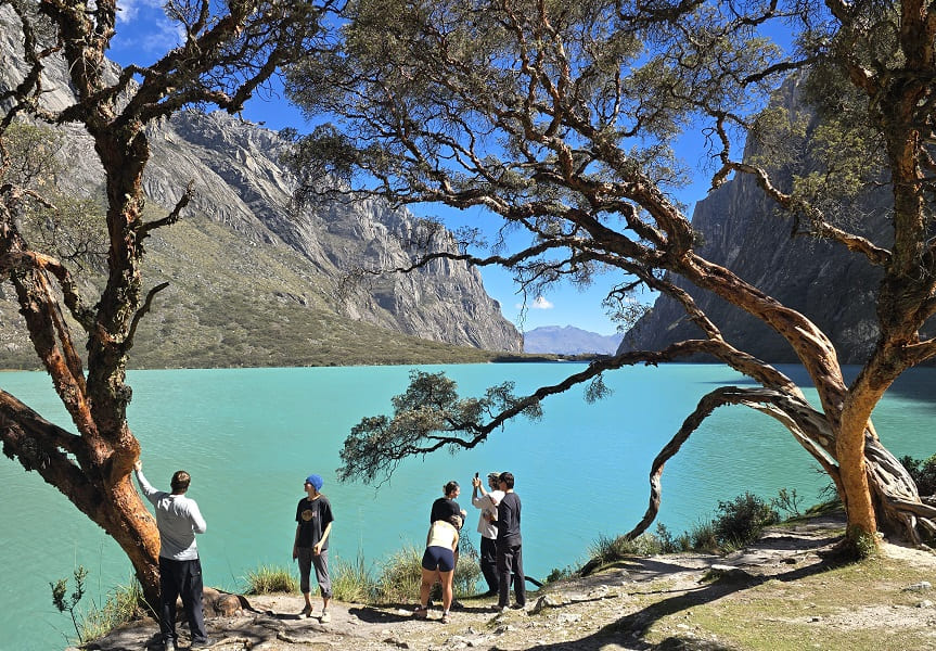Traveler acclimatizing on a gradual hike above Huaraz, Peru